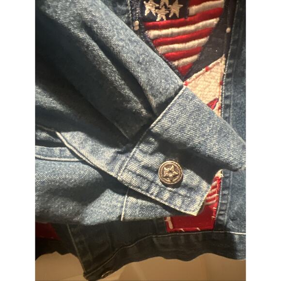 Ten Trums Denim Women’s Jean Jacket American Flag Design Size L - Picture 6 of 8